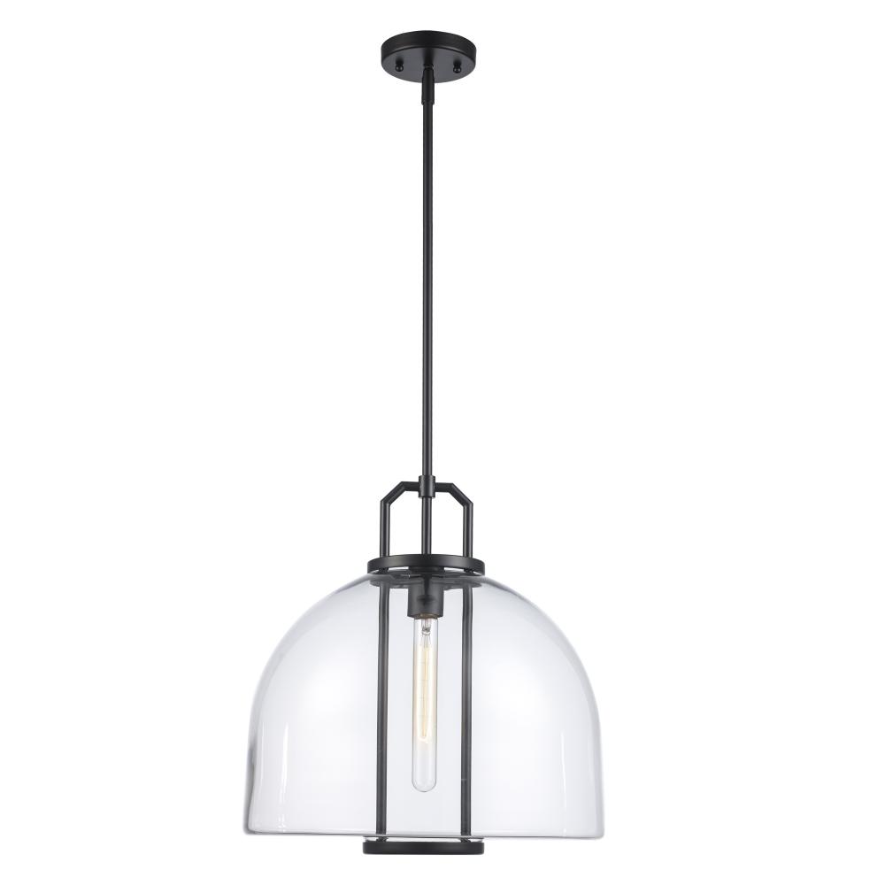 1LT PENDANT-GLASS DOME-L-BK